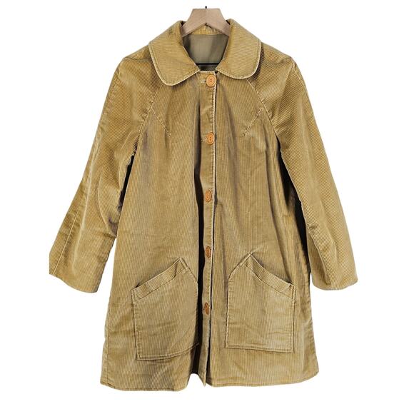 Vintage Unique Reversible Corduroy Coat, Light Brown & Beige Stylish & Practical - Picture 1 of 11
